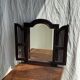 Dark brown wooden mirror with two baguettes H55 L40