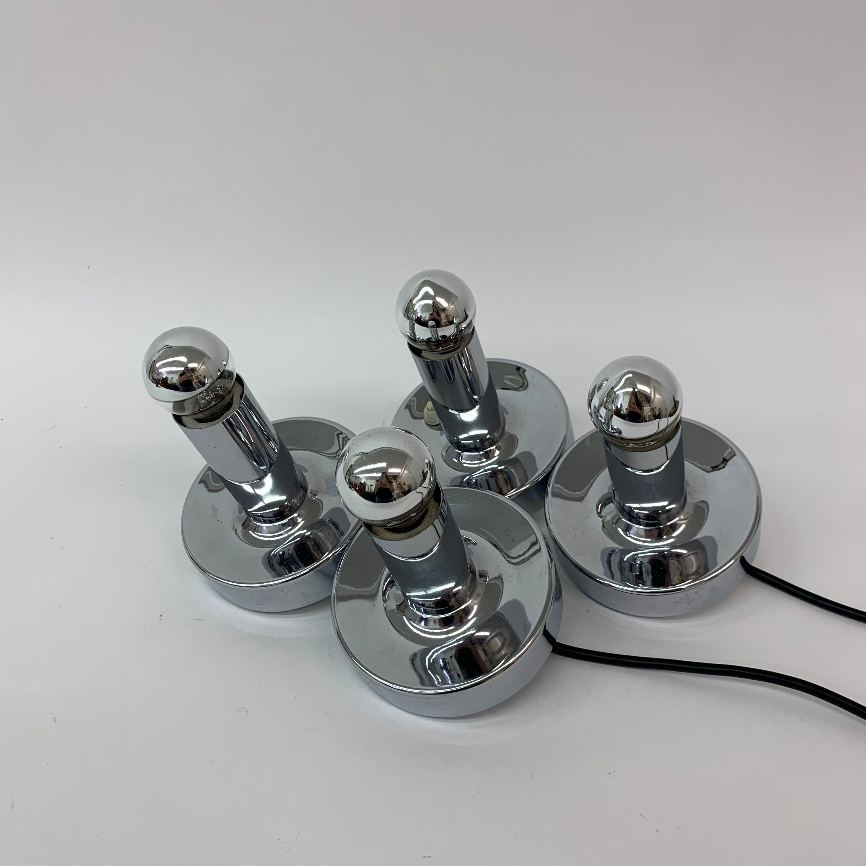 Set of 2 Space age chrome bedside lamps , 1970’s