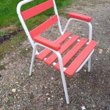Garden furniture cast iron table and Tolix armchairs