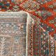 Vintage Turkish rug in brick red and indigo with floral design, 276 × 389 cm
