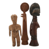 Set of three wooden tribal art statuettes, 1980s