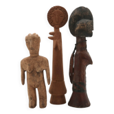 Set of three wooden tribal art statuettes, 1980s