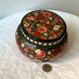 Old large lacquered box vintage flowers