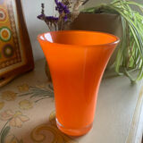 Vintage Opaline Glass Vase Orange - 1970s - Pop Style