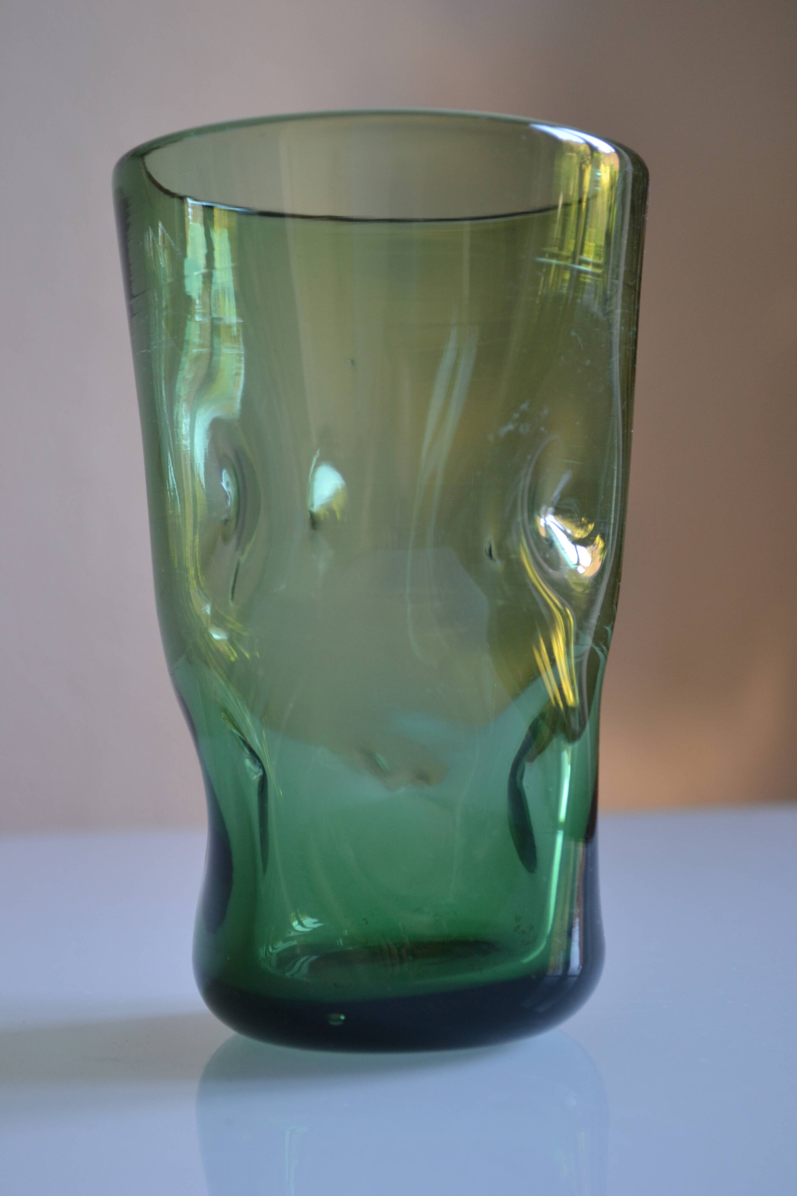 green glass vase Murano or Empoli Italy 1960