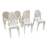 Set of white Victoria Ghost chairs by Philippe Starck for Kartell