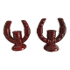 2 fifties red ceramic candle holders, horseshoe pattern