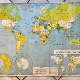 School map of the world / political and physical planisphere 60s