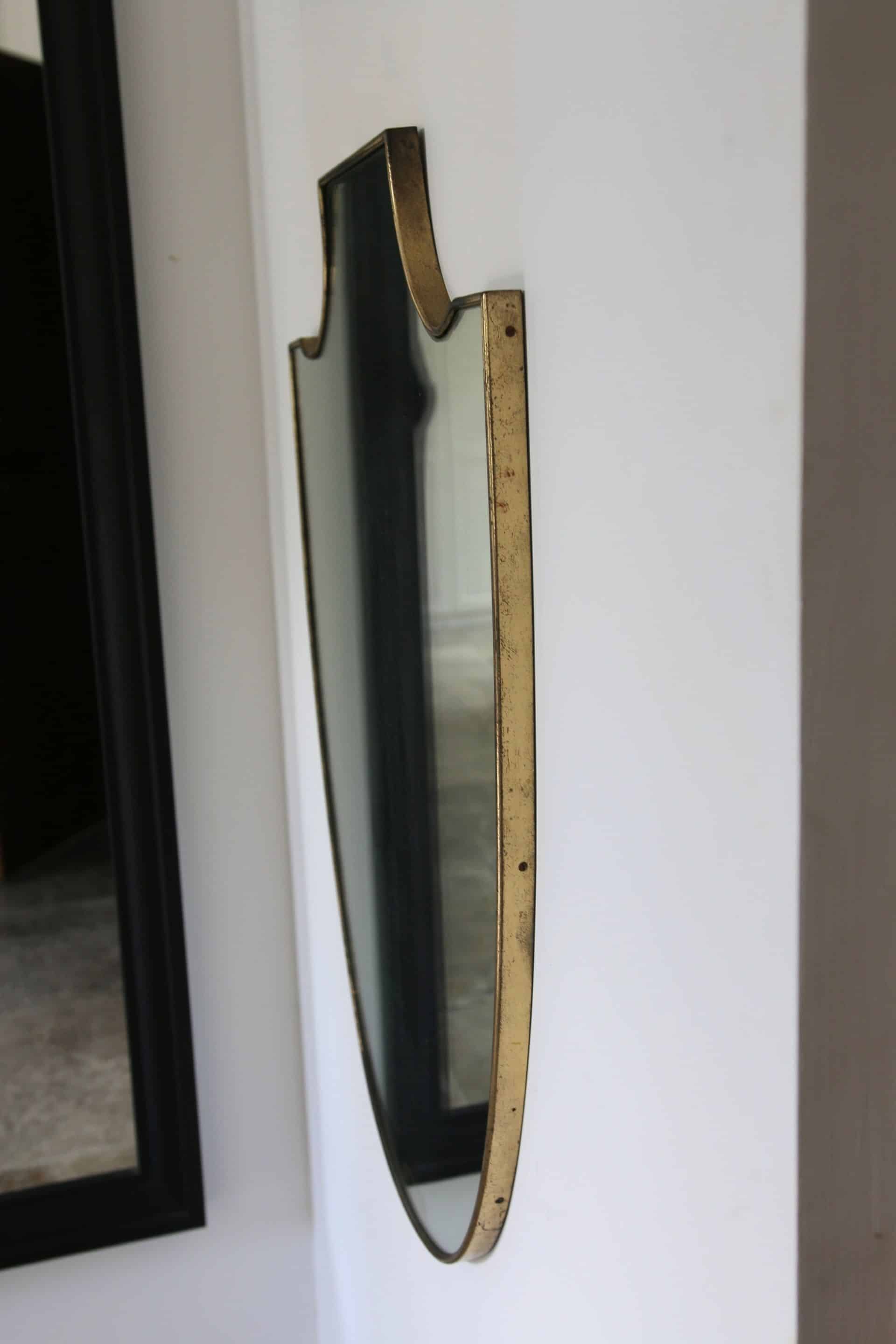 Brass mirror Italian crest Mid-Century, 1950-60