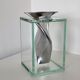 Vase moderniste en aluminium et verre 1980