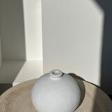 Handcrafted terracotta ball vase painted white H:24 D:26