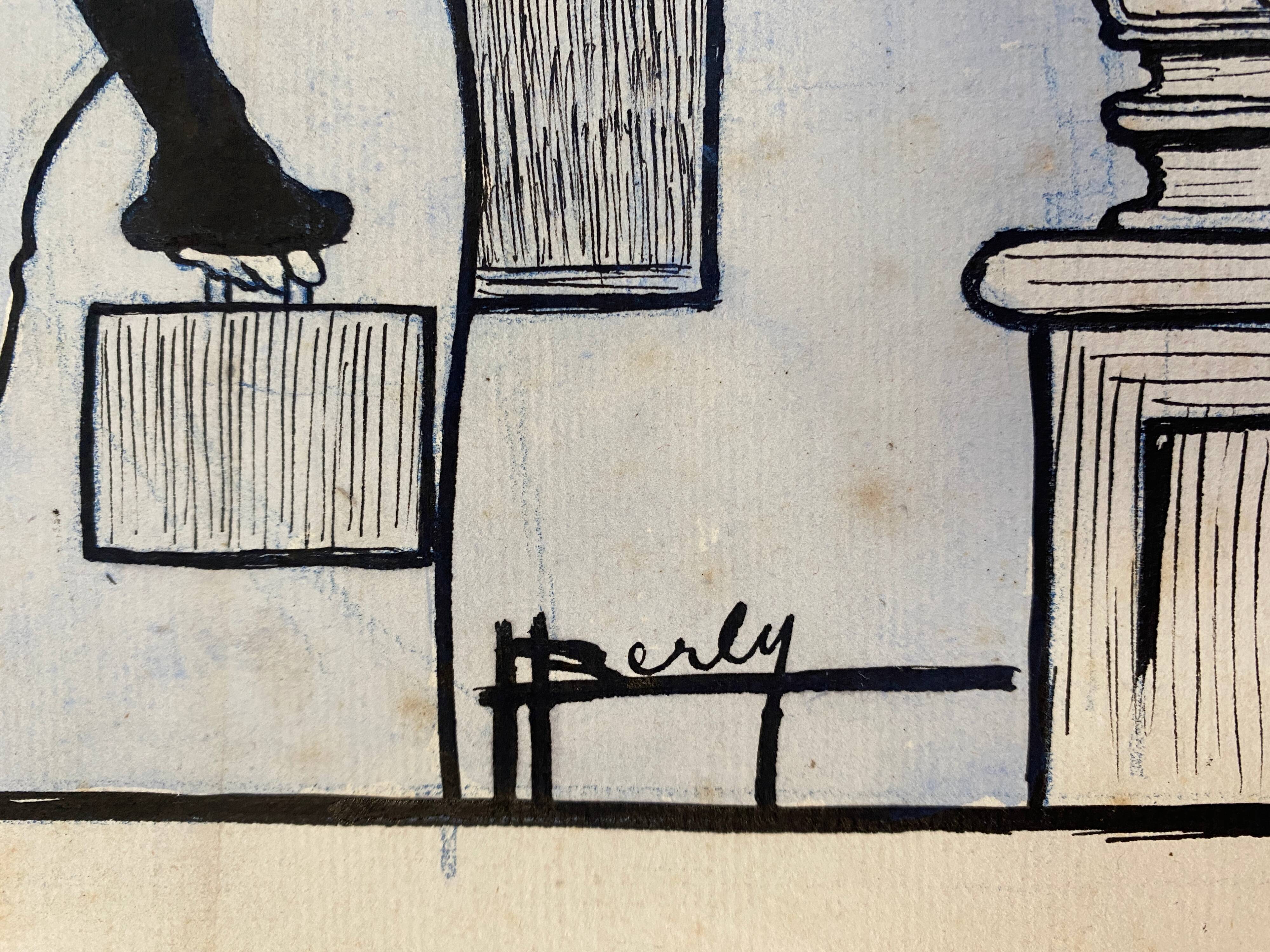 Pair of old cartoons Presse signed Dandurand and Berly