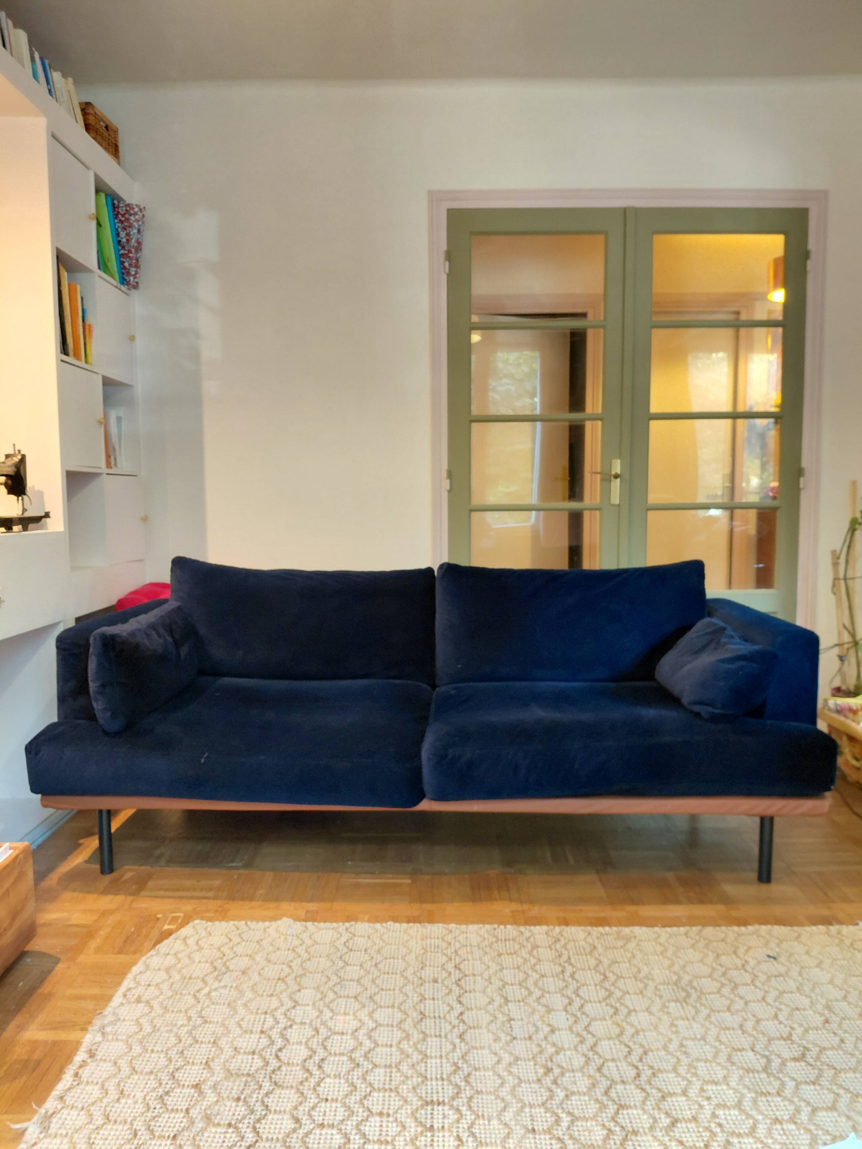 Blue velvet sofa Baci Habitat 3-seater