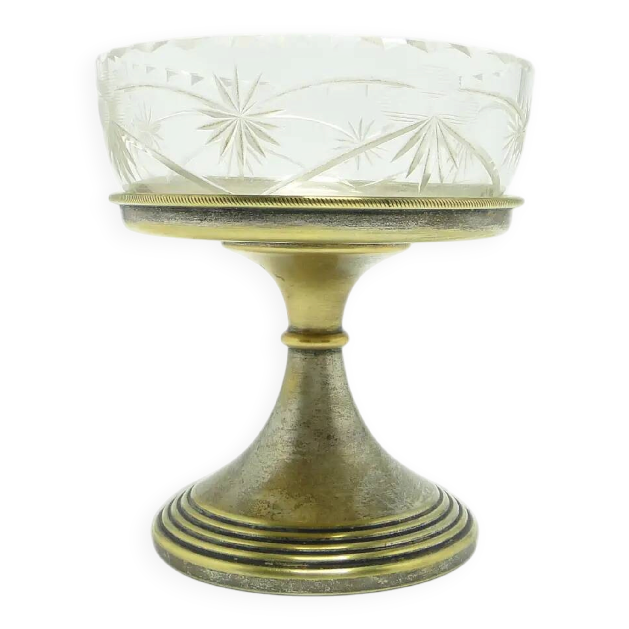 Sugar bowl, Art Deco, silver-plated brass, glass, Poland, 1930s.