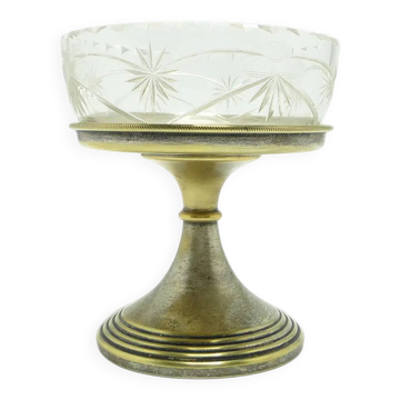 Sugar bowl, Art Deco, silver-plated brass, glass, Poland, 1930s.