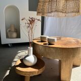 Quadripod coffee table in solid wood monoxyl natural color (dark)