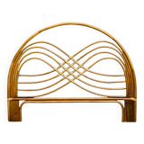 Rattan and leather headboard 140cm vintage 1970