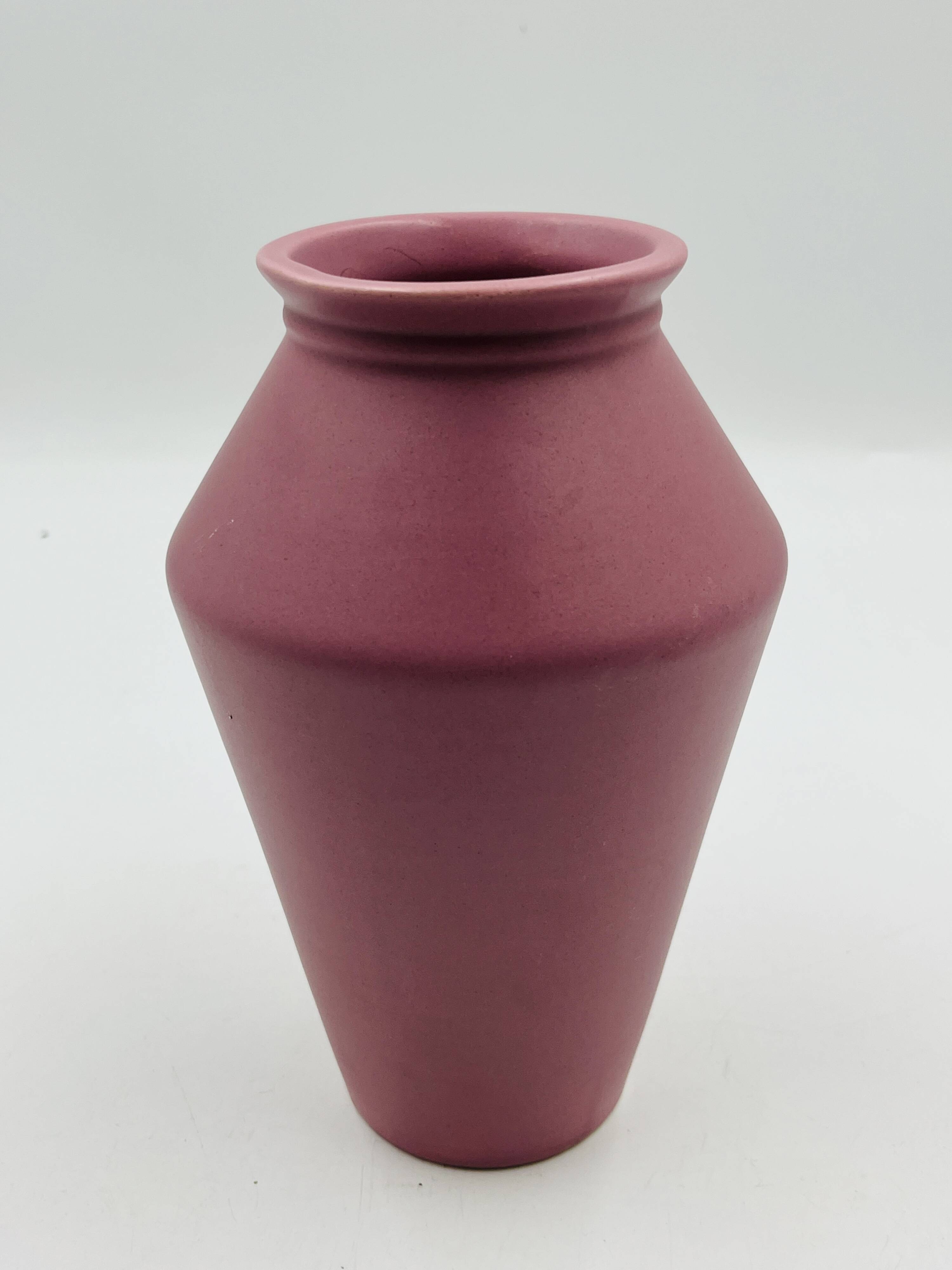 Vintage matte powder pink ceramic vase
