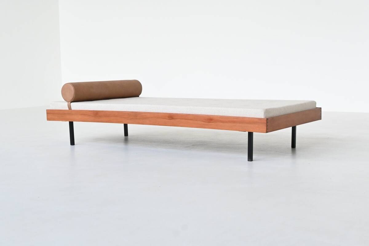 Dutch daybed in teak, metal and wool, mid-century, The Netherlands, 1960
