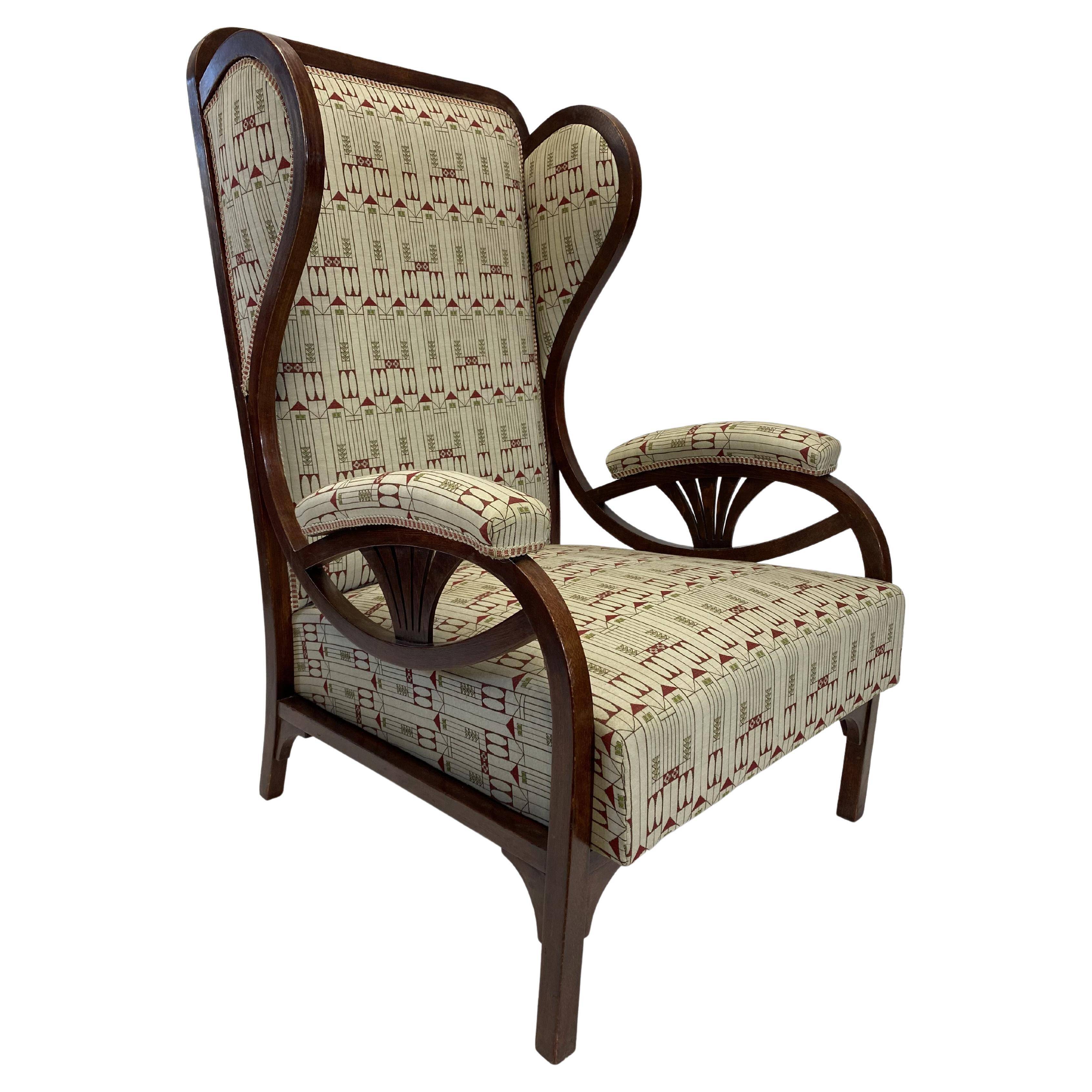 Art Nouveau wing chair no. 6542 by Thonet