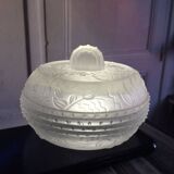 Art Deco Molded Glass Candy Box / Powder Box - Floral