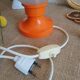 Retro orange table lamp and 70s glass globe