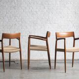 Set of 4 dining chairs, model 57, by Niels O. Moller, Denmark, 1960s