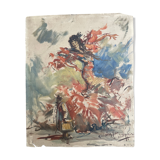 Tableau peinture ancienne gitane danseuse de flamenco La Baila Dora XXe