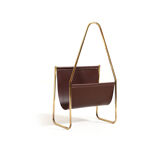 1950s Carl Auböck Magazin Holder in Brass and Leather