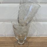 Set de 2 verres à vin en verre gravé