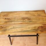 Table d'appoint en bois et metal style industriel années 60-70