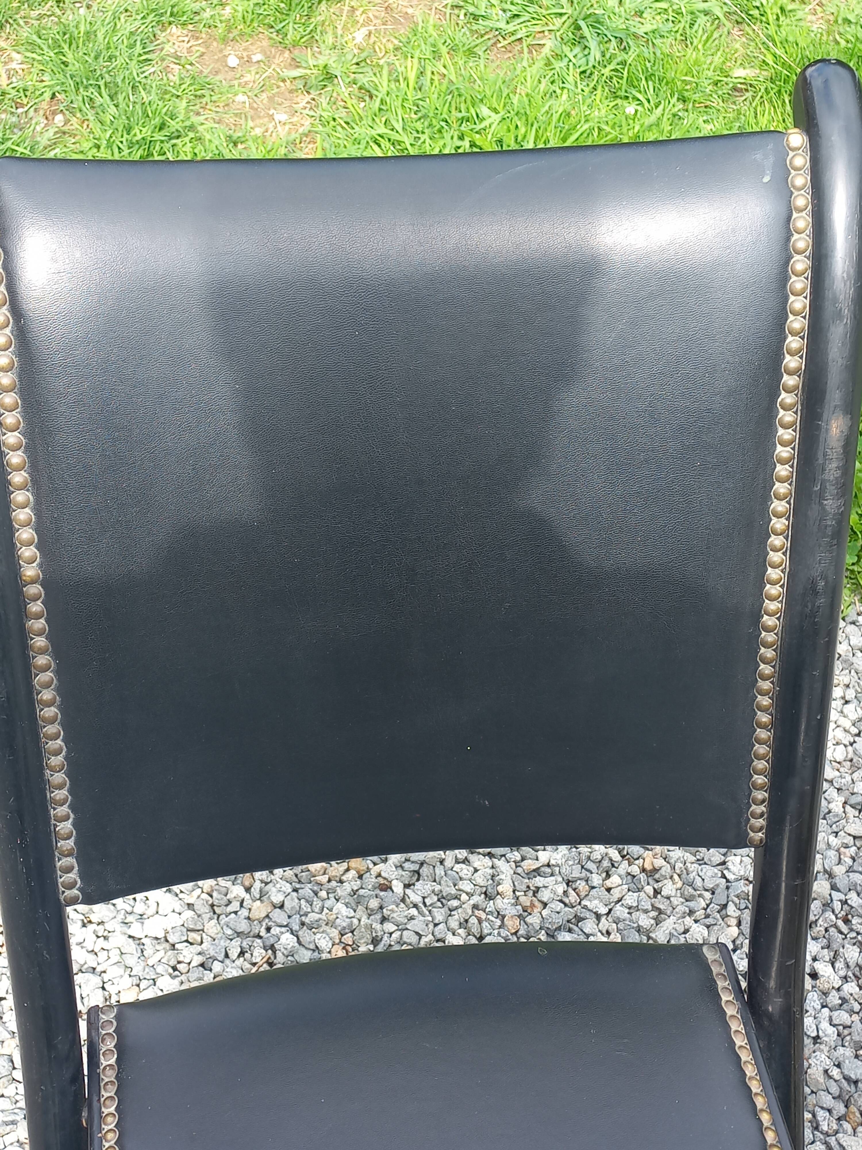 Set of 6 folding chairs, 70s design, 3 leather, 3 moleskin