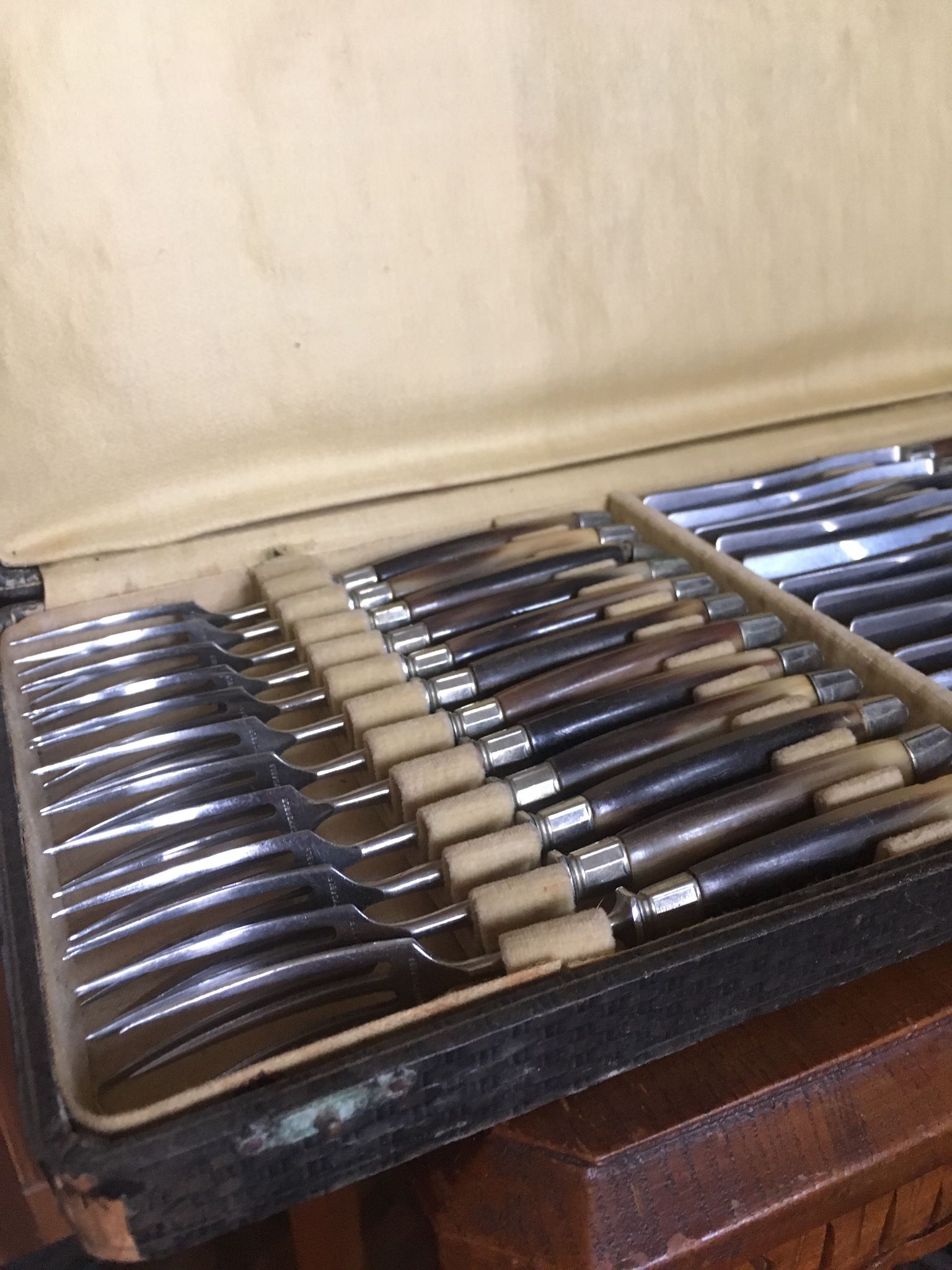 Series of dessert cutlery in stainless steel "with two lions"