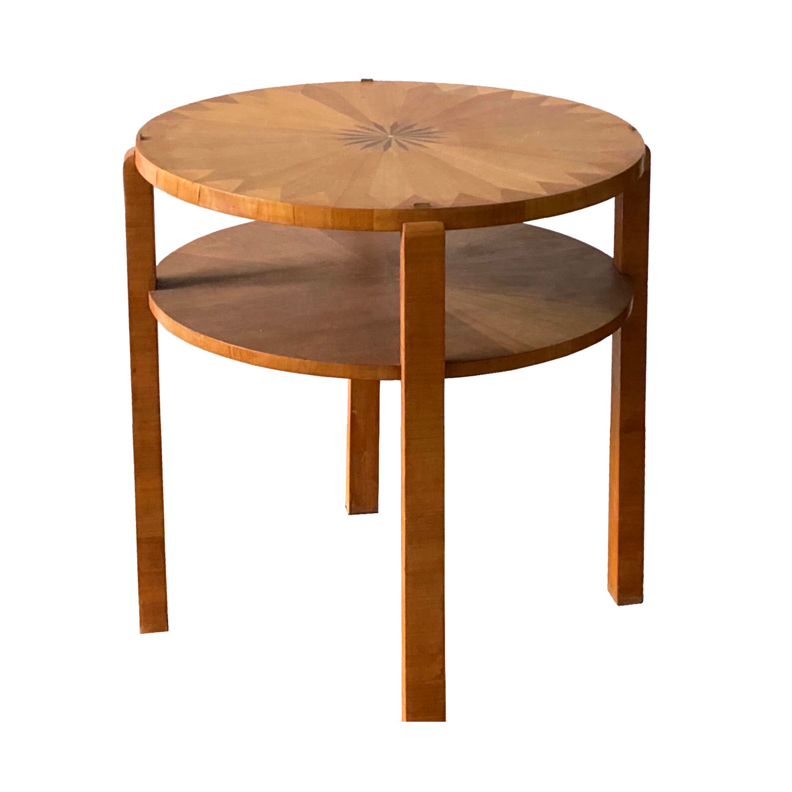 Art deco period occasional table with fruit wood inlay, france, 1930s