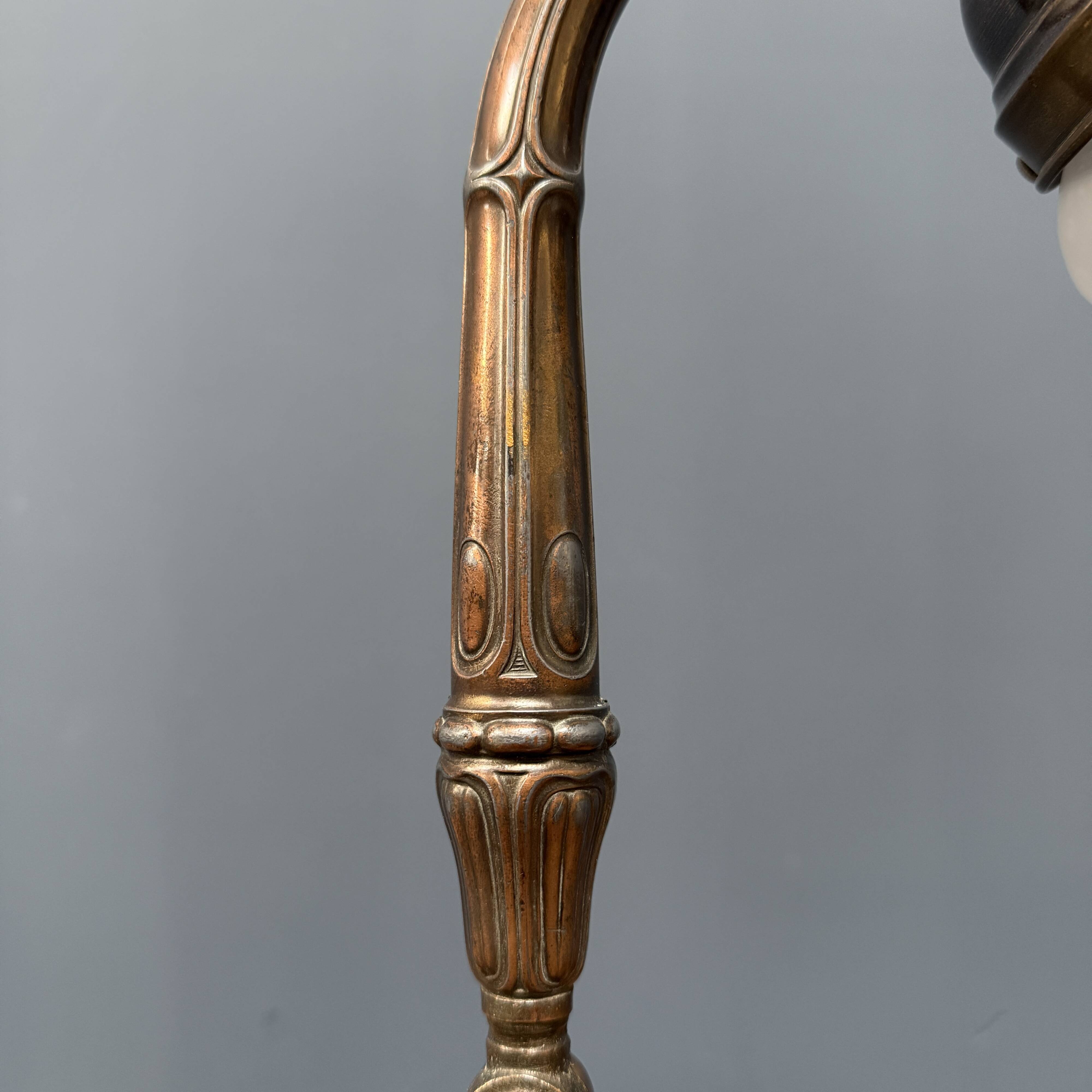 Antique art nouveau table lamp with frosted glass shade