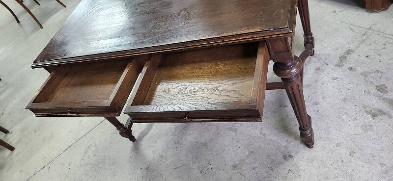 Table bureau 2 tiroirs en chene du xix ème siecle