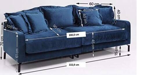Canapé lullaby 3 seater petrol blue velvet kare design