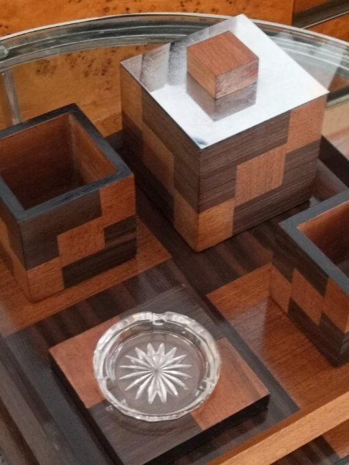 Necessary modernist smoker in rosewood and art deco macassar