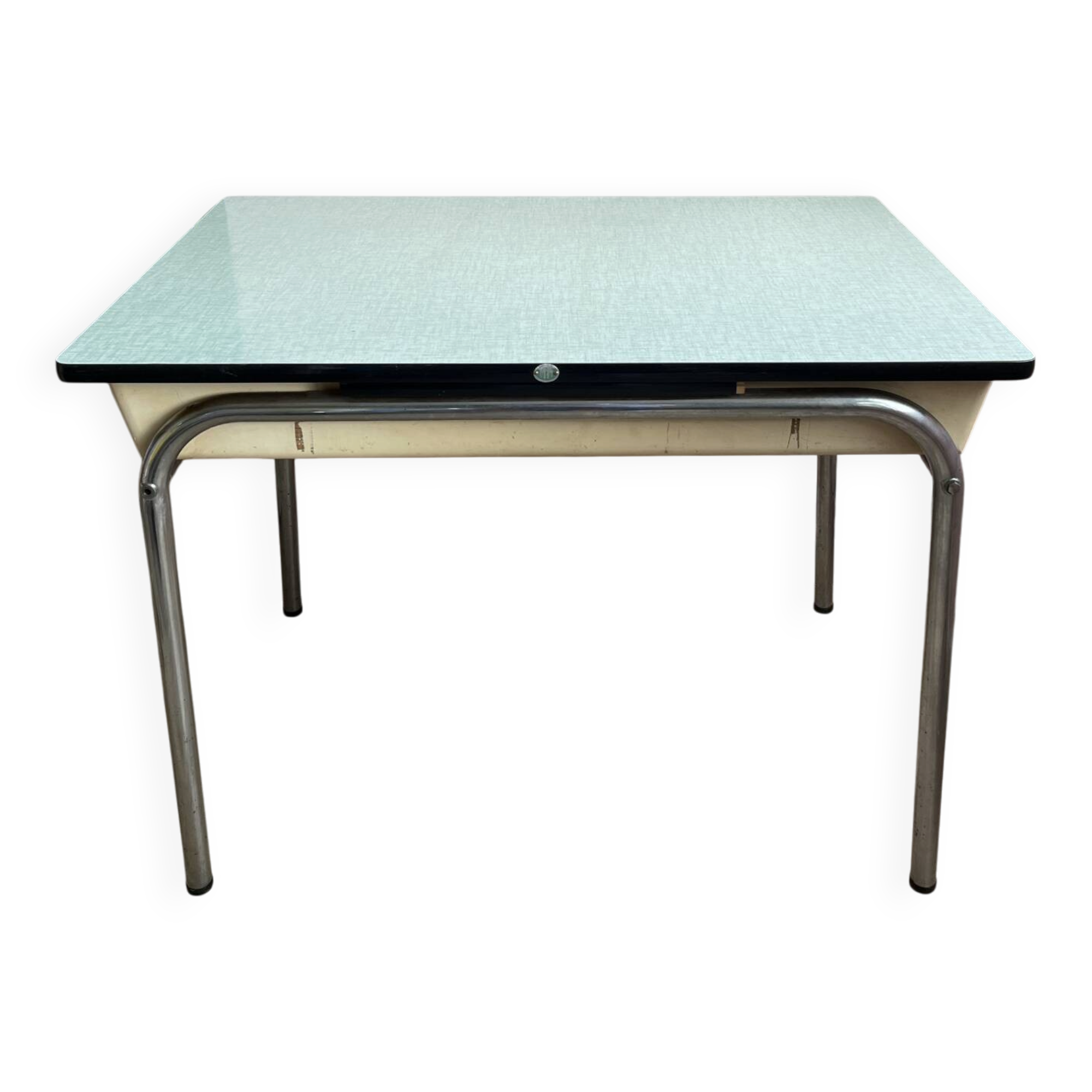 Table Formica vert d eau avec ses 2 rallonges