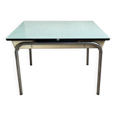 Green water Formica table with its 2 extensions.