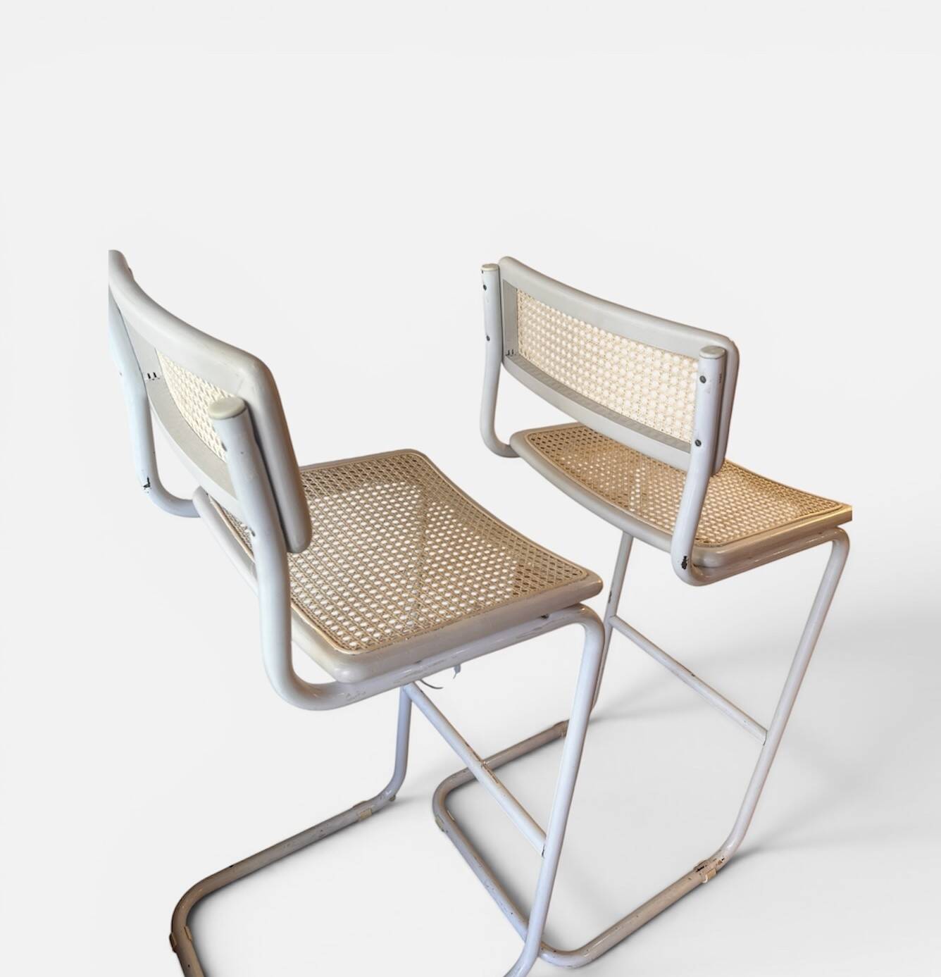 Cesca white bar stools, 1970s, set of 2