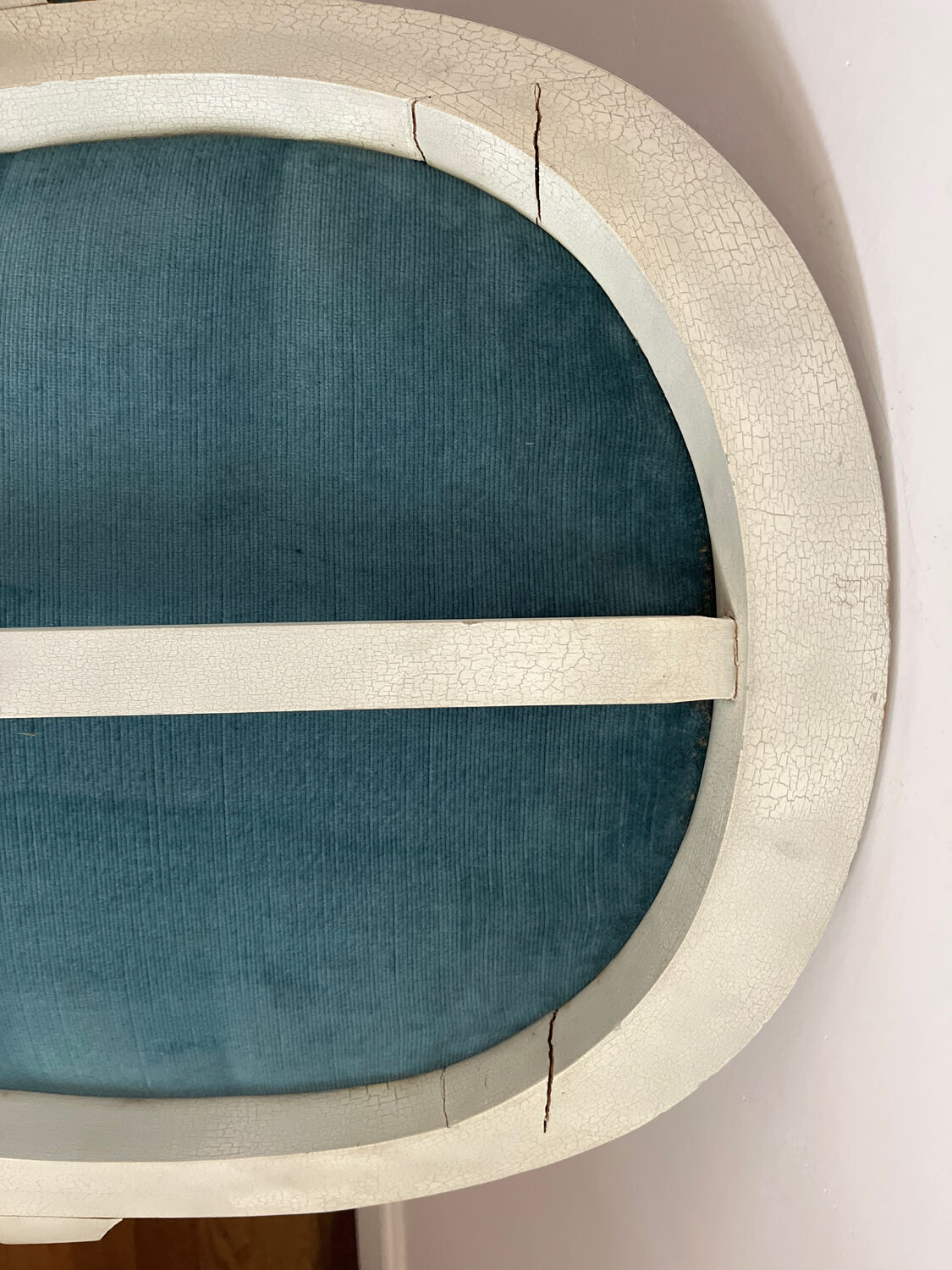 Blue velvet medallion armchair in Louis XVI style