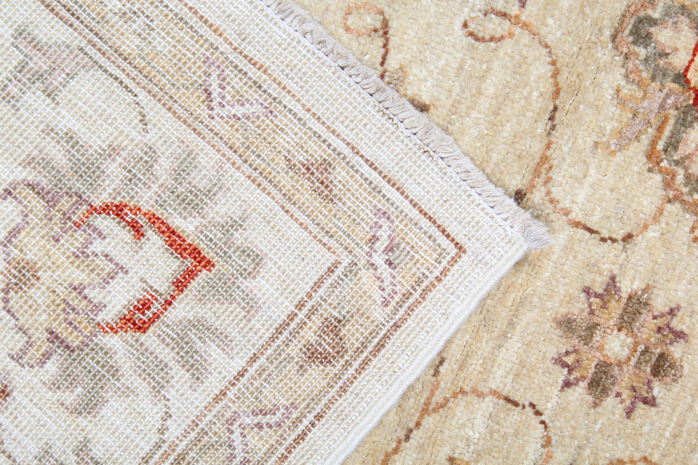 Handmade ziegler carpet cream wool floral area rug- 100x147cm