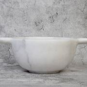 Gabriella – White Natural Marble Bowl with handles  | L 32cm W 20cm H 10cm