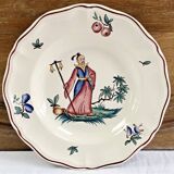 6 anciennes assiettes creuses à soupe decor au chinois Sarreguemines