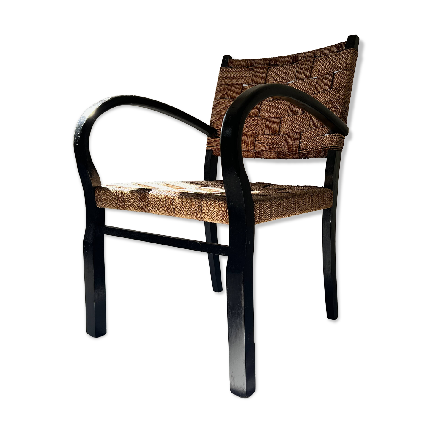Scandinavian armchair in wood and rope by Axel Larsson, 1950