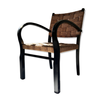 Scandinavian armchair in wood and rope by Axel Larsson, 1950