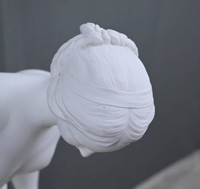 Important biscuit sculpture "The Bather" after Falconet – late 19th century.