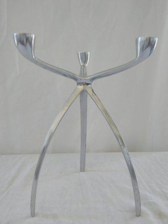 Chrome and blue seventies candlestick