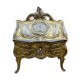 Boîte à bijoux ancienne en bronze doré avec sa clef forme commode galbée